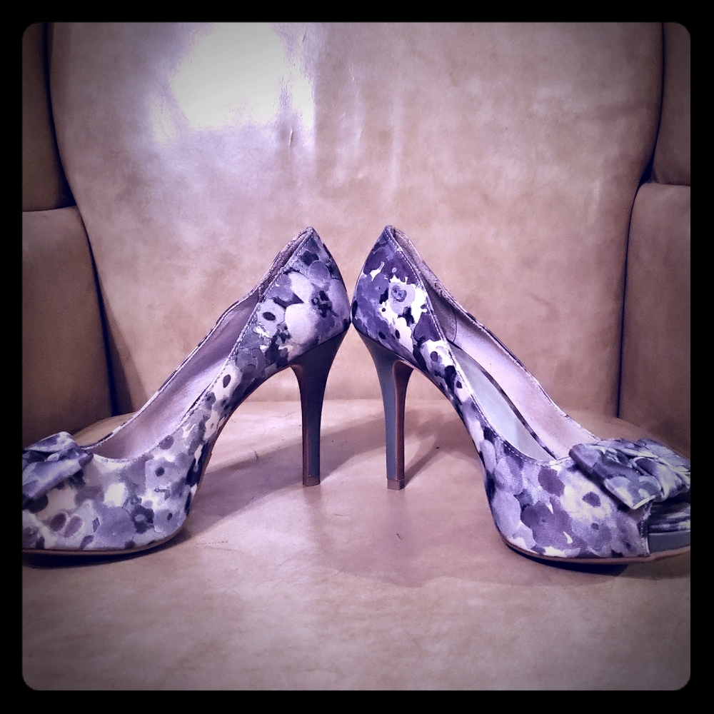 Satin Floral Heels